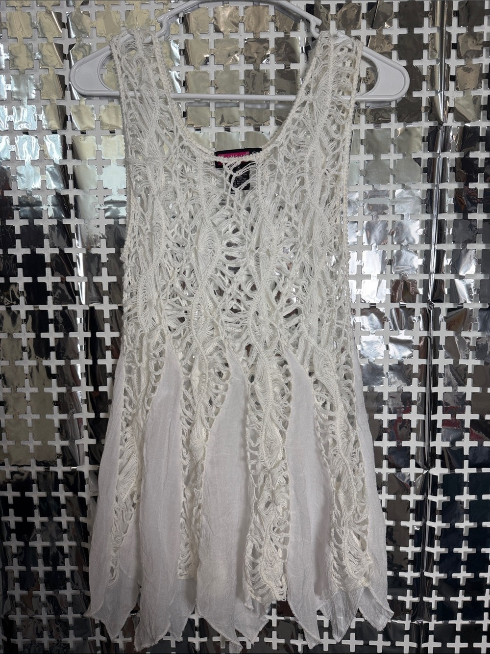 Say What? Cream Crochet & Chiffon Swim Coverup